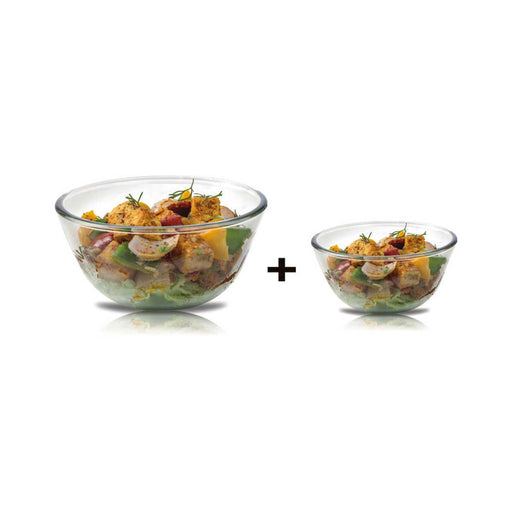 Signoraware Borosilicate Glass 1000 ml + 500 ml Mixing Bowl Combos