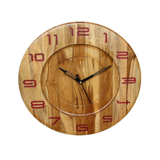 Teak Wood Wall Clock - W-12G