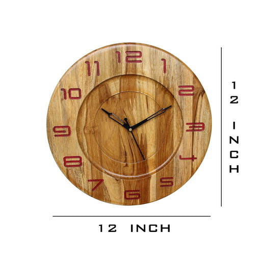 Teak Wood Wall Clock - W-12G