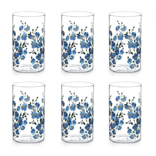 Cello Glass Tumbler - D'ziner Roma Decor Blue - 290 ml - Set of 6