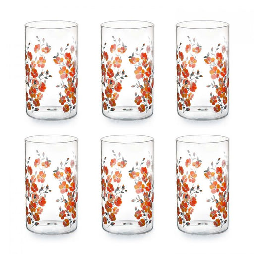 Cello Glass Tumbler - D'ziner Roma Decor Orange - 290 ml - Set of 6