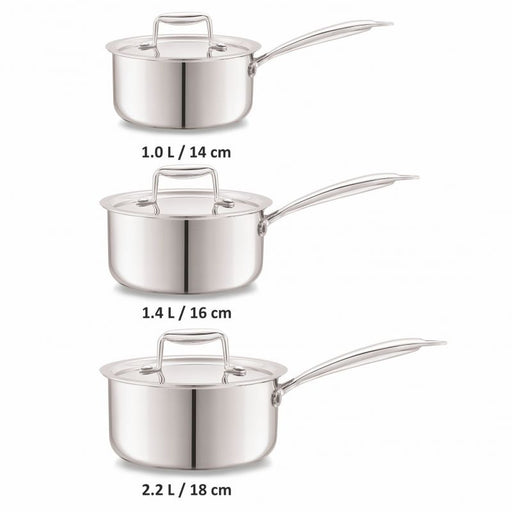 Cello Tri-Ply Steel Sauce Pan with Lid